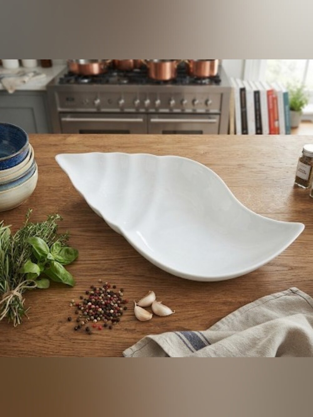 BIA Cordon Bleu White Porcelain Seashell Serving Dish Coastal Chic